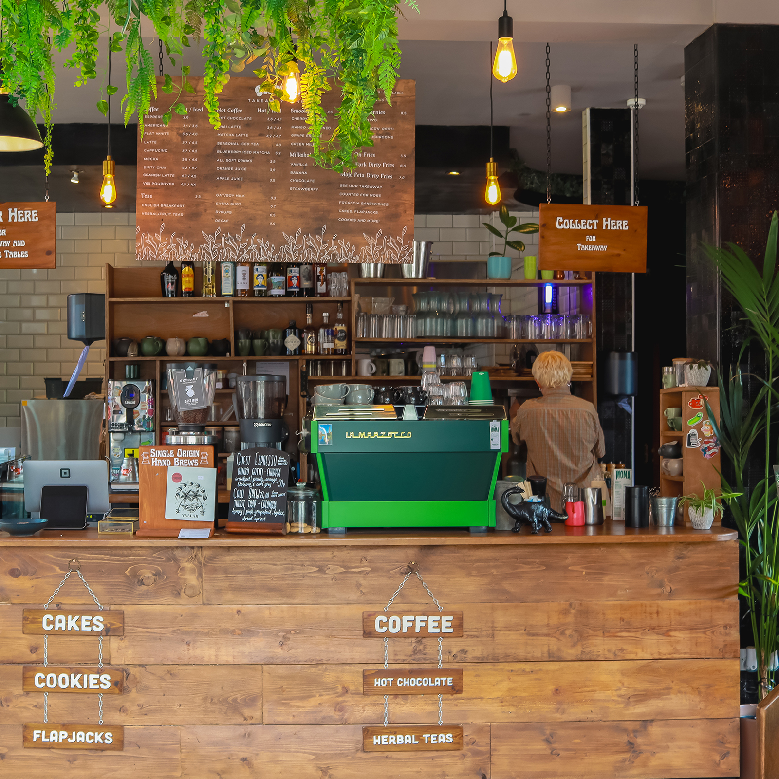Coffee Bar at Groke Coffee, including custom La Marzocco coffee machine Groke Coffee cafe